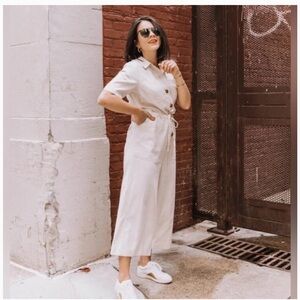 Marine Layer Beige Striped Jumpsuit